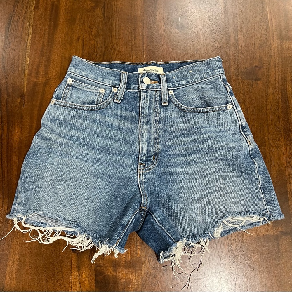 Madewell High Waist Distressed Denim Shorts - Blue